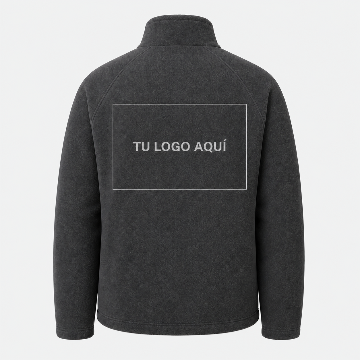 Forro polar gris antracita personalizable visto de espalda con zona grande para el logo